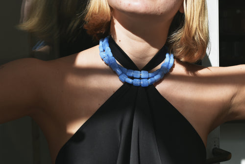 blue glass bead necklace