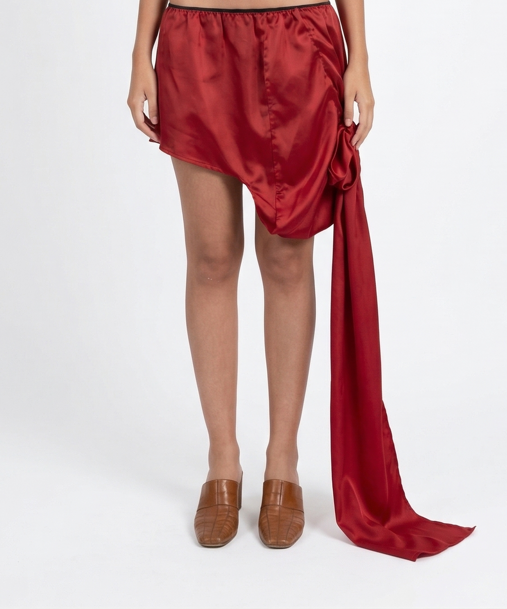 The knot silk skirt