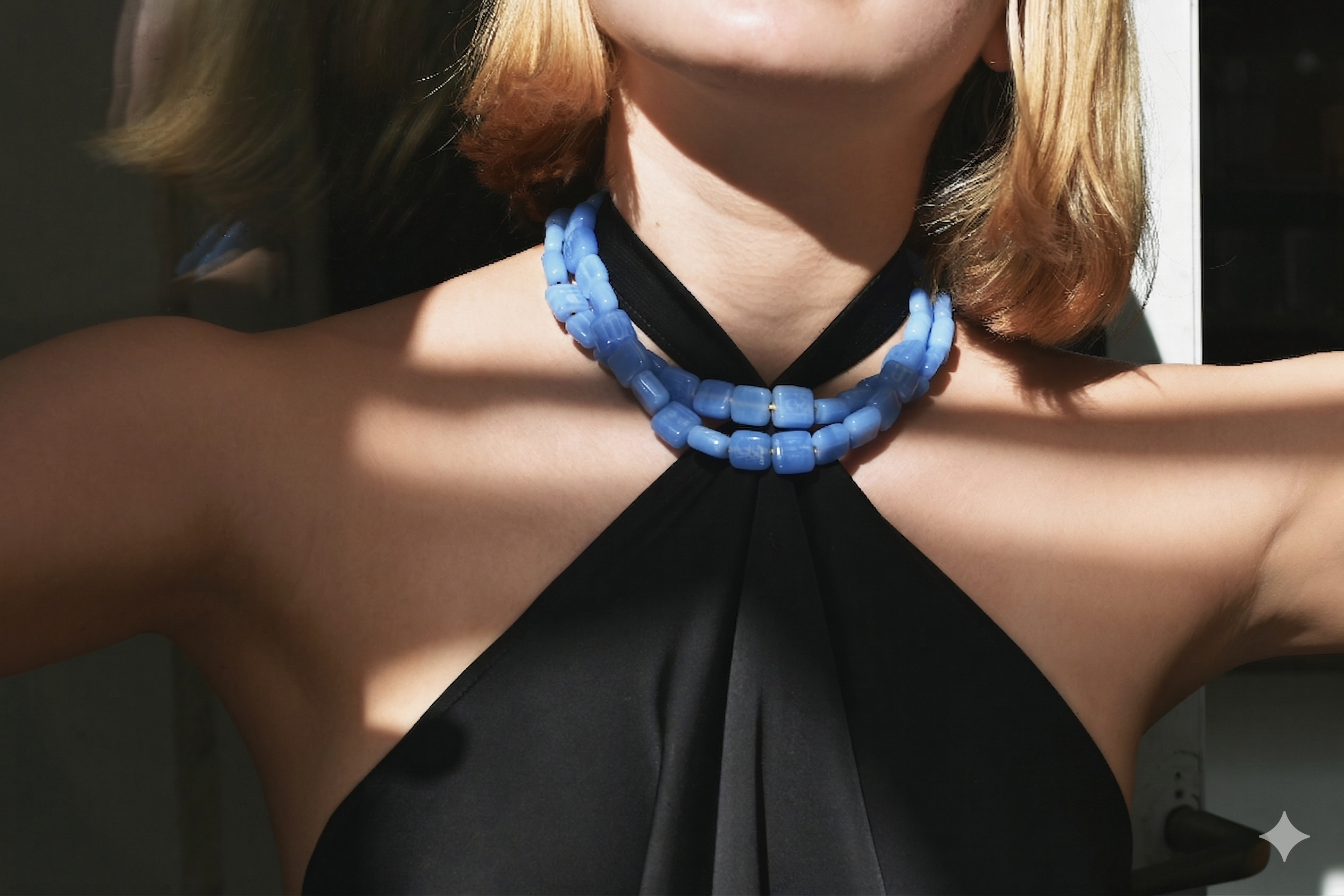 blue glass bead necklace